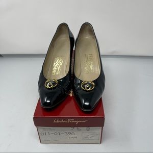Salvadore Ferragamo Mattina Black Patent Leather  Size 7.5